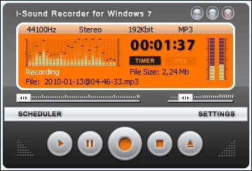 The main page of i-Sound Recorder is a simple widget that lets you initiate and play back recordings instantly.