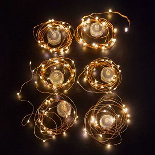 Six sets of fairy lights with copper wire
