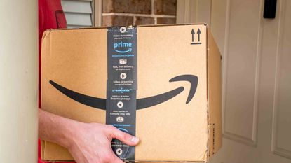 Amazon Prime Day packages sit on a front porch