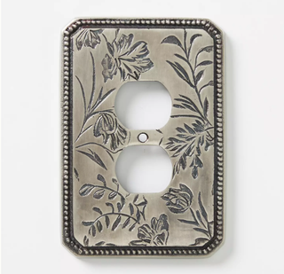 silver floral motif outlet cover plate