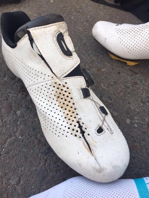 Owain Doull's damaged shoe