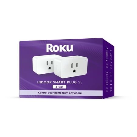 Roku Smart Home Indoor Smart Plug Se (2-Pack) 15 Amps With Custom Scheduling, Remote Power, and Voice Control
