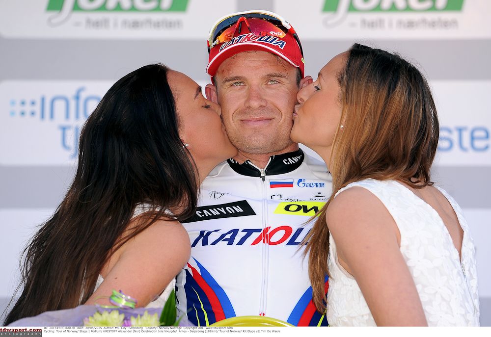 Kristoff collects his podium kisses.
