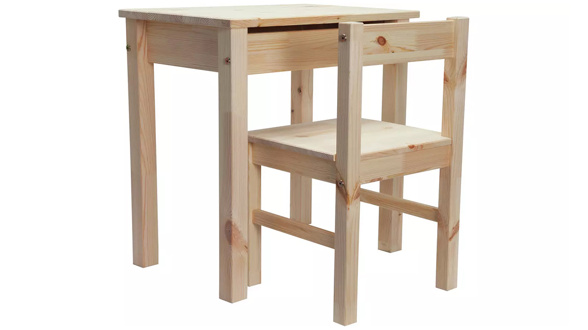 The Argos Home Scandinavia Pine Desk and Chair has a definite classroom feel to it