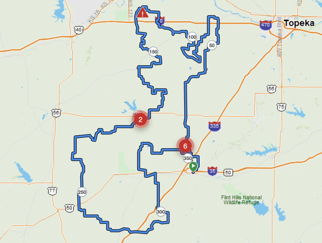 Route for 2025 Unbound Gravel XL