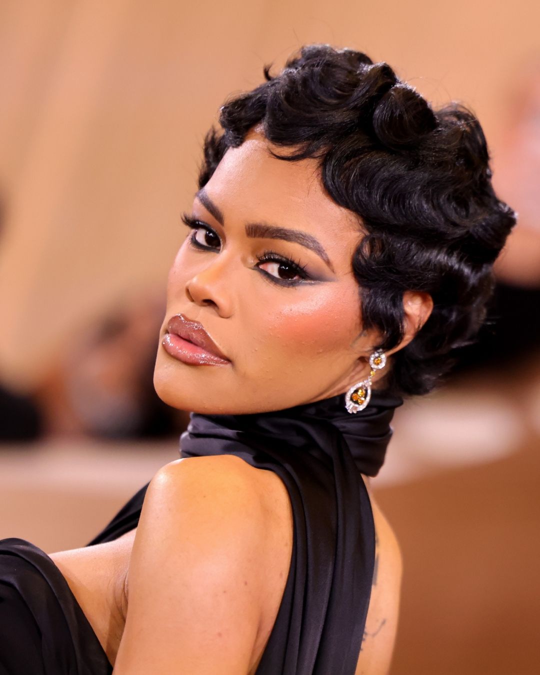 Teyana Taylor on the 83rd annual Gold Globes red carpet