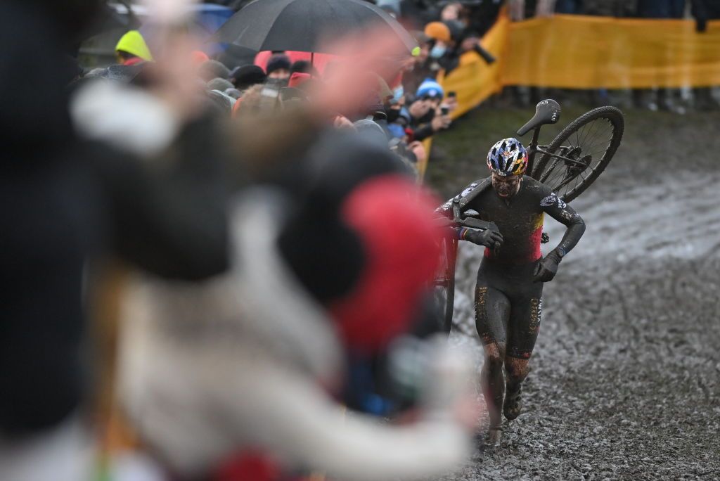 Belgian Wout Van Aert pictured in action during the mens elite race of the Superprestige Boom fifth stage of the Superprestige cyclocross cycling competition in BoomBELGA PHOTO DAVID STOCKMAN Photo by DAVID STOCKMANBELGA MAGAFP via Getty Images
