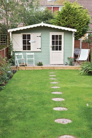 Lawn path leading to summer house