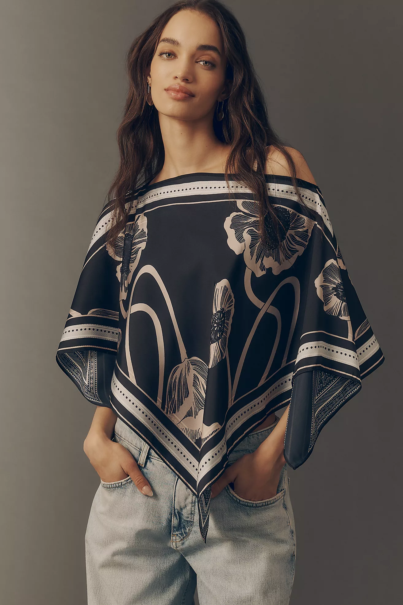 By Anthropologie Printed Scarf Poncho