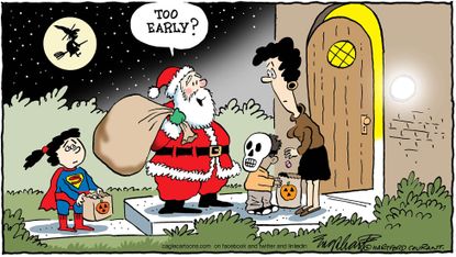 Editorial cartoon U.S. Halloween Santa Claus