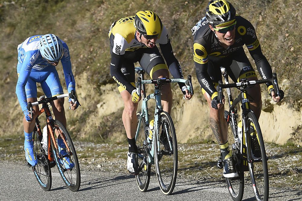 Sylvain Chavanel, Sep Vanmarcke and Delio Fern&aacute;ndez in the breakaway