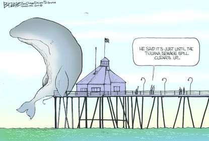 Editorial Cartoon U.S. Tijuana sewage spill whale Mexico