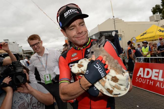 Cadel Evans (BMC) enjoys some pre-stage company