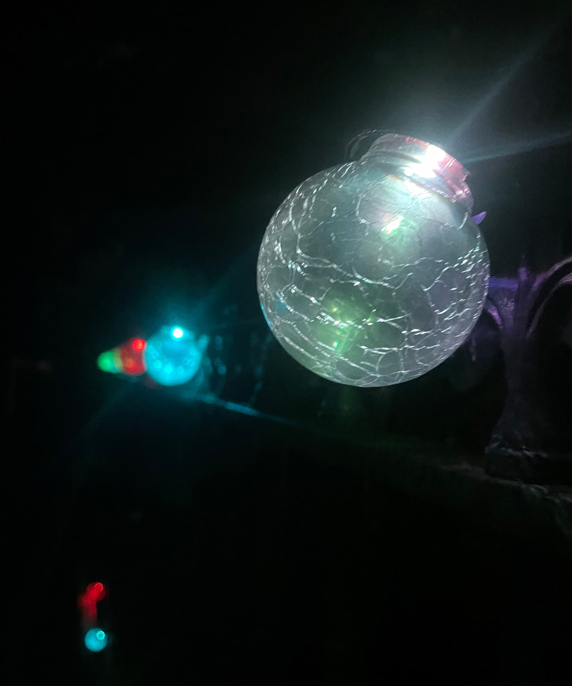 Solar crackle lights on black gates