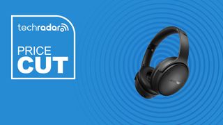 The Bose QuietComfort Headphones on a blue background with text saying Lowest Price next to them.