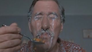 A man covered in milk and cereal in The Addams Family