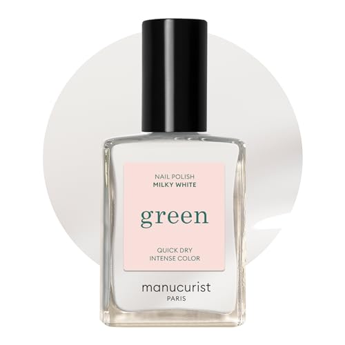 Manucurist Green&amp;trade; Milky White - White Nail Polish Quick Dry - Natural Classic Nail Varnish 9-Free - Vegan and Plant-Based - Manicure &amp;amp; Nails Care - 15 Ml