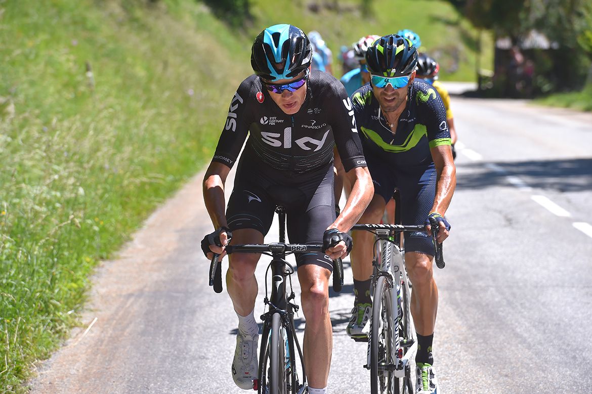 Chris Froome at the front on stage 8 of the Crit&eacute;rium du Dauphin&eacute;