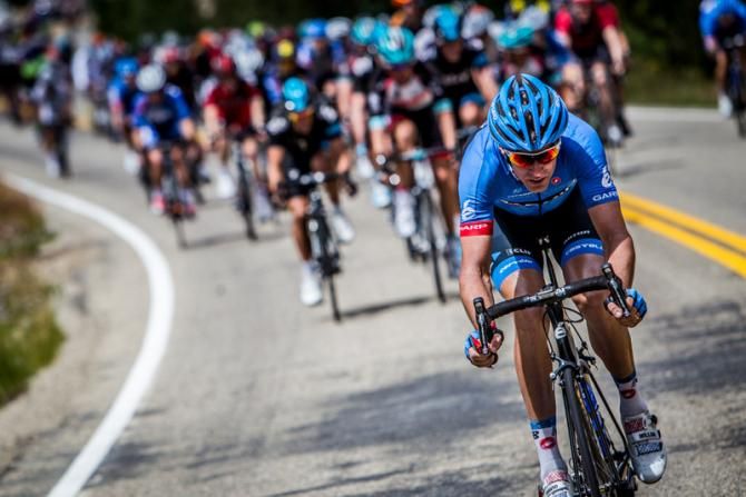 David Millar (Garmin Sharp) gets a little gap on the main field.