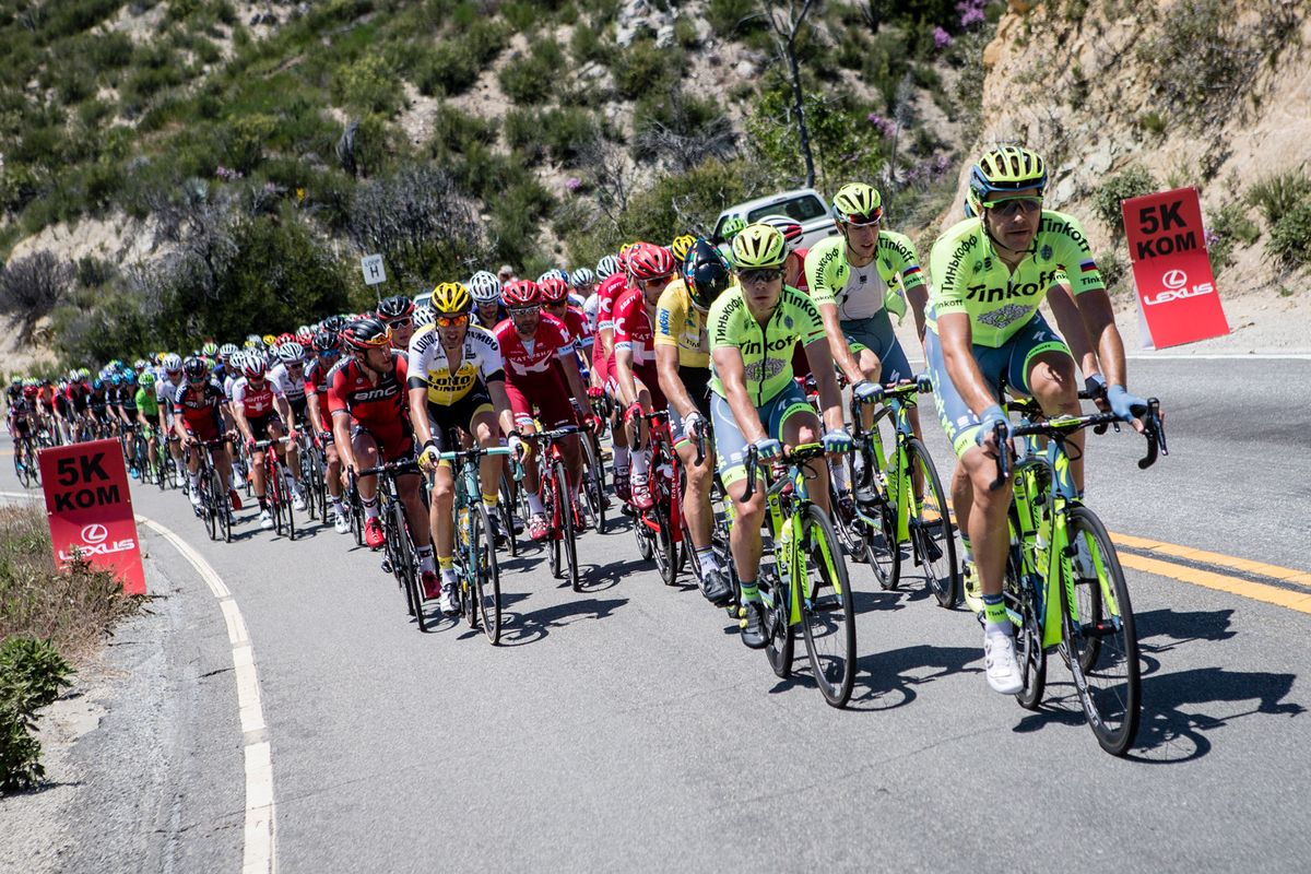 Tinkoff sets tempo up one of todays long climbs