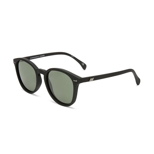 Le Specs Bandwagon Round Sunglasses, Black Rubber, Classic Everyday Style for Women and Men