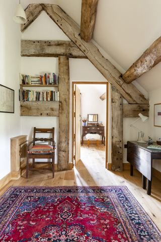 reading nook in restored Welsh barn