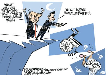 Political Cartoon U.S. Health care Trump Ryan AHCA Trumpcare