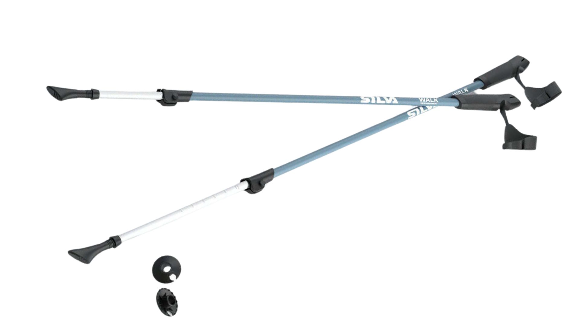 Susan Griffin using Silva Aluminium Walking Poles outdoors and product shot