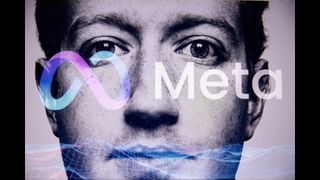 Meta logo with Mark Z close up