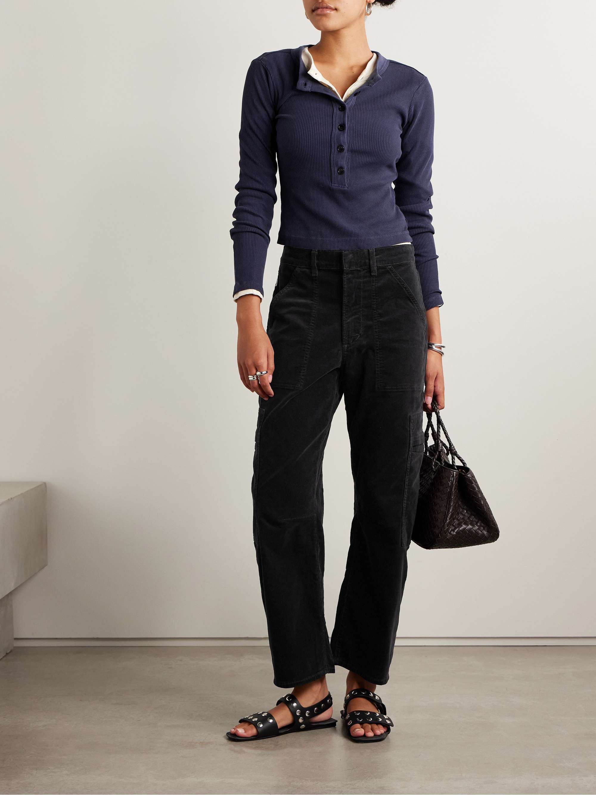 Marcelle Cotton-Blend Corduroy Wide-Leg Cargo Pants