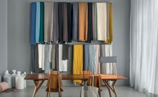 Linen and blankets by Society Limonta, a table and chairs by Inch and a lamp by Imamura Design