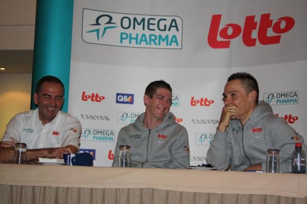 Van Den Broeck and Gilbert share a joke