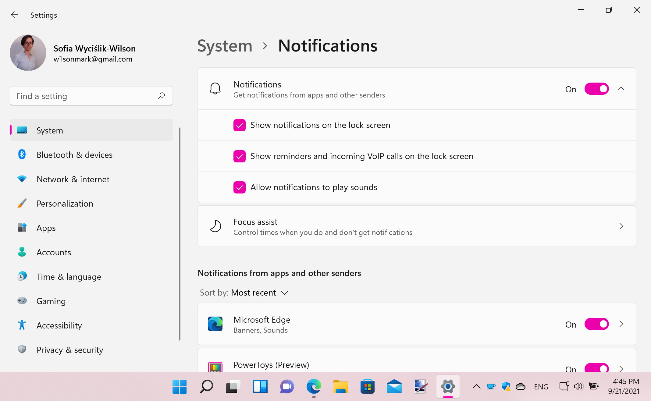 Windows 11 notifications screenshot