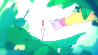 Uma imagem da série animada Ambient Swim deu zoom em um inseto em uma planta.