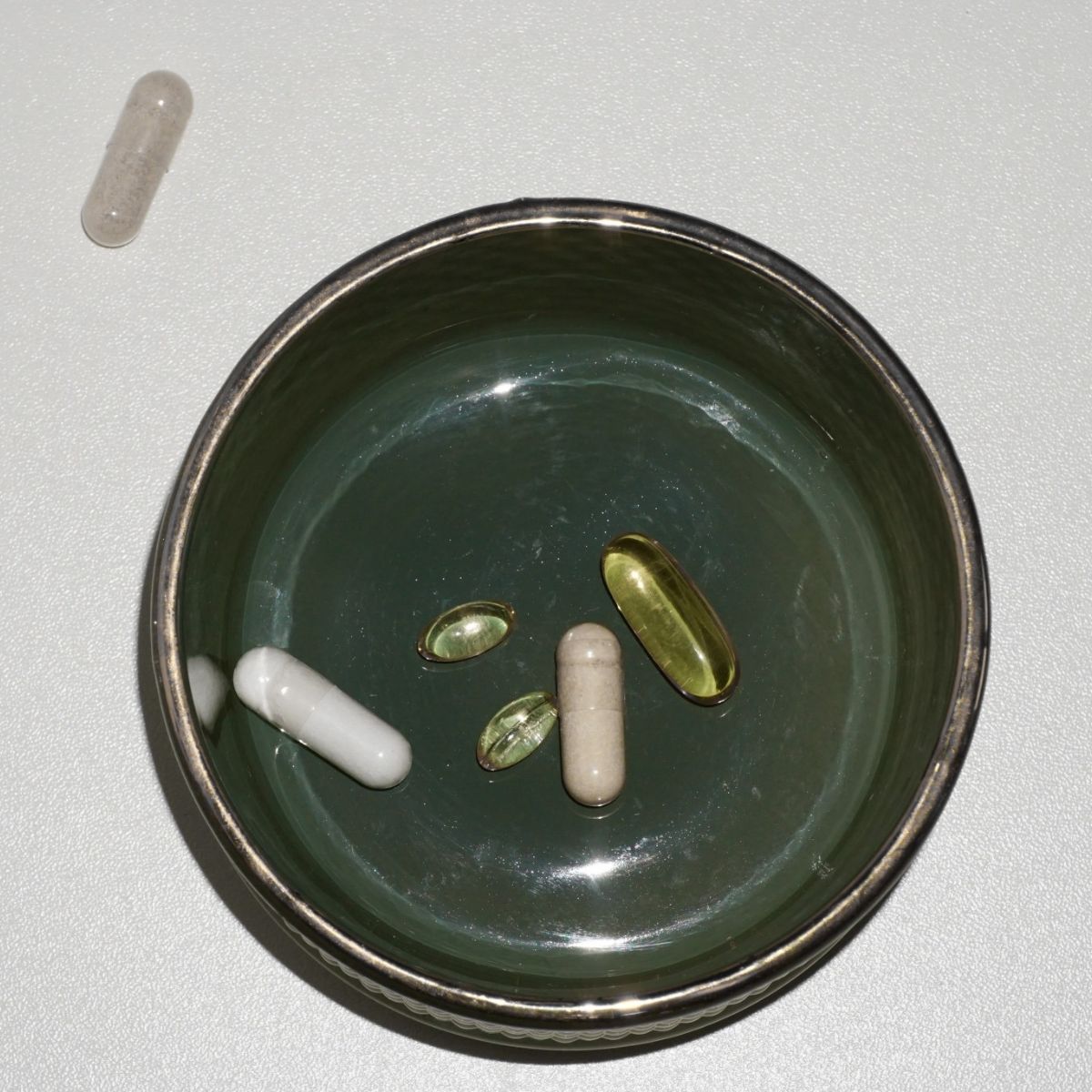 A bowl of supplements