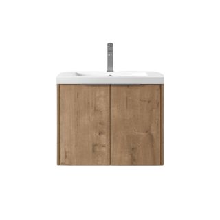 wall mounted vanity sink unit in oak