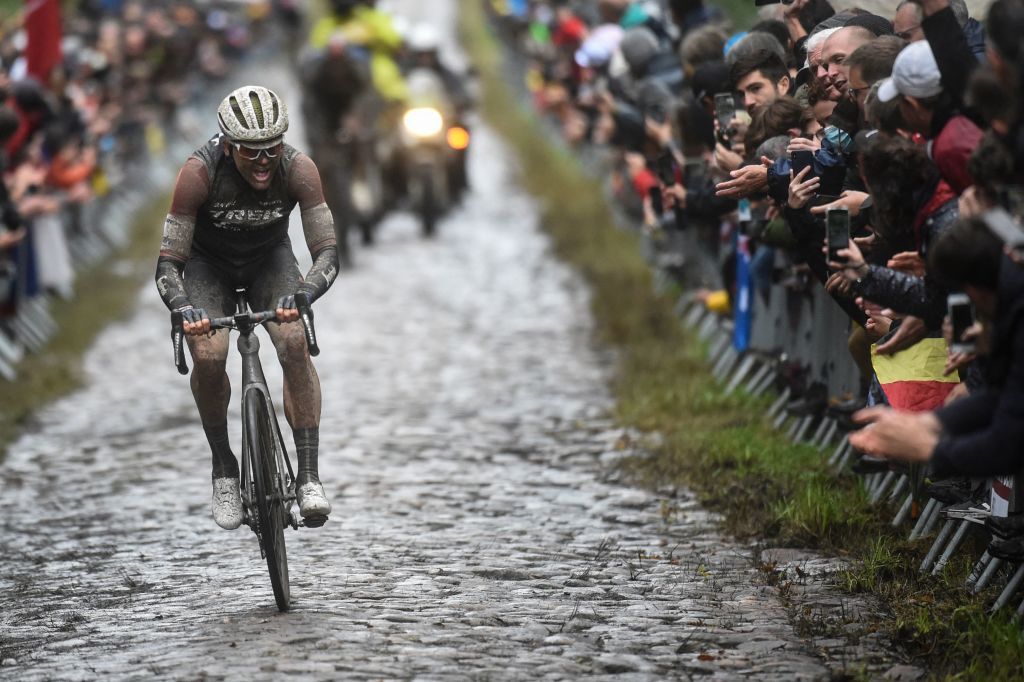 Toms Skujins (Trek-Segafredo) during the 2021 Paris-Roubaix