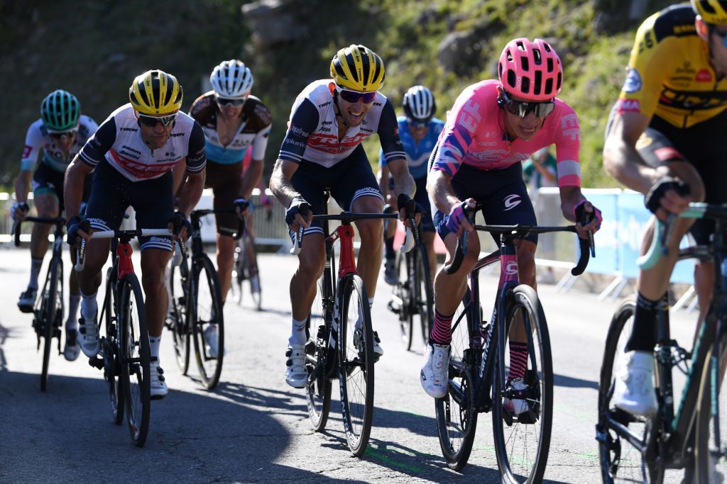 Trek-Segafredo’s Richie Porte (left) and Bauke Mollema (right) – pictured on stage 4 of the 2020 Tour de France – both lost 1:21 to a number of this year’s favourites as a result of the crosswinds on stage 7