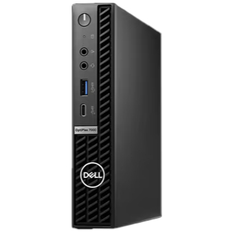 A Dell OptiPlex 7000 Micro PC against a albescent background