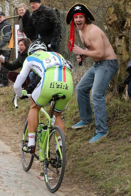 Slovakian champion Peter Sagan gets some encouragement from a fan.