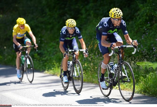 Movistar did their best to unsettle Chris Froome but the Sky rider kept yelloe