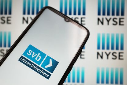 Silicon Valley Bank (SVB) logo seen displayed on a smartphone screen