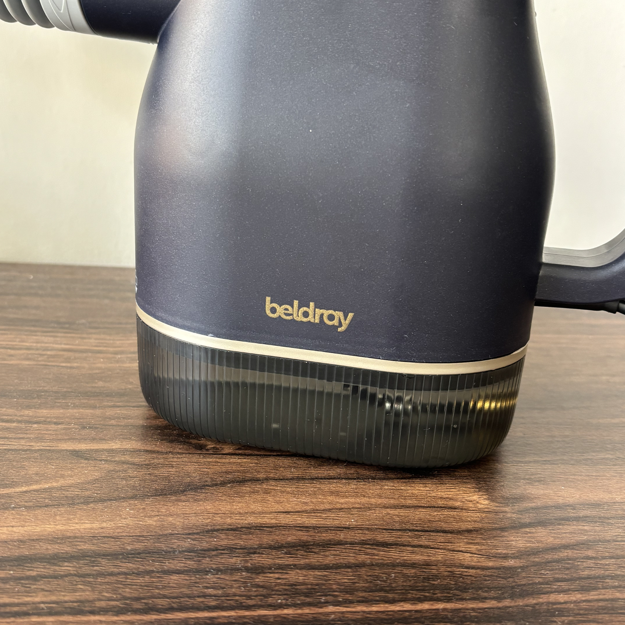close up of Beldray Digital Handheld Steam Cleaner water tank