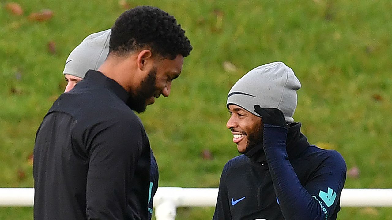 England internationals Joe Gomez and Raheem Sterling train at St George’s Park 