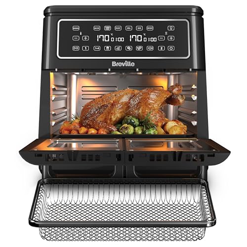 Breville Halo Flexi Air Fryer &amp;amp; Large Mesh Tray | Digital Dual Air Fryer Oven | 11l: Serves 10+ | Fry, Bake, Grill, Roast &amp;amp; Reheat | 2400 W | Save &amp;pound;65 a Year on Energy Bills* | Black [vdf138]