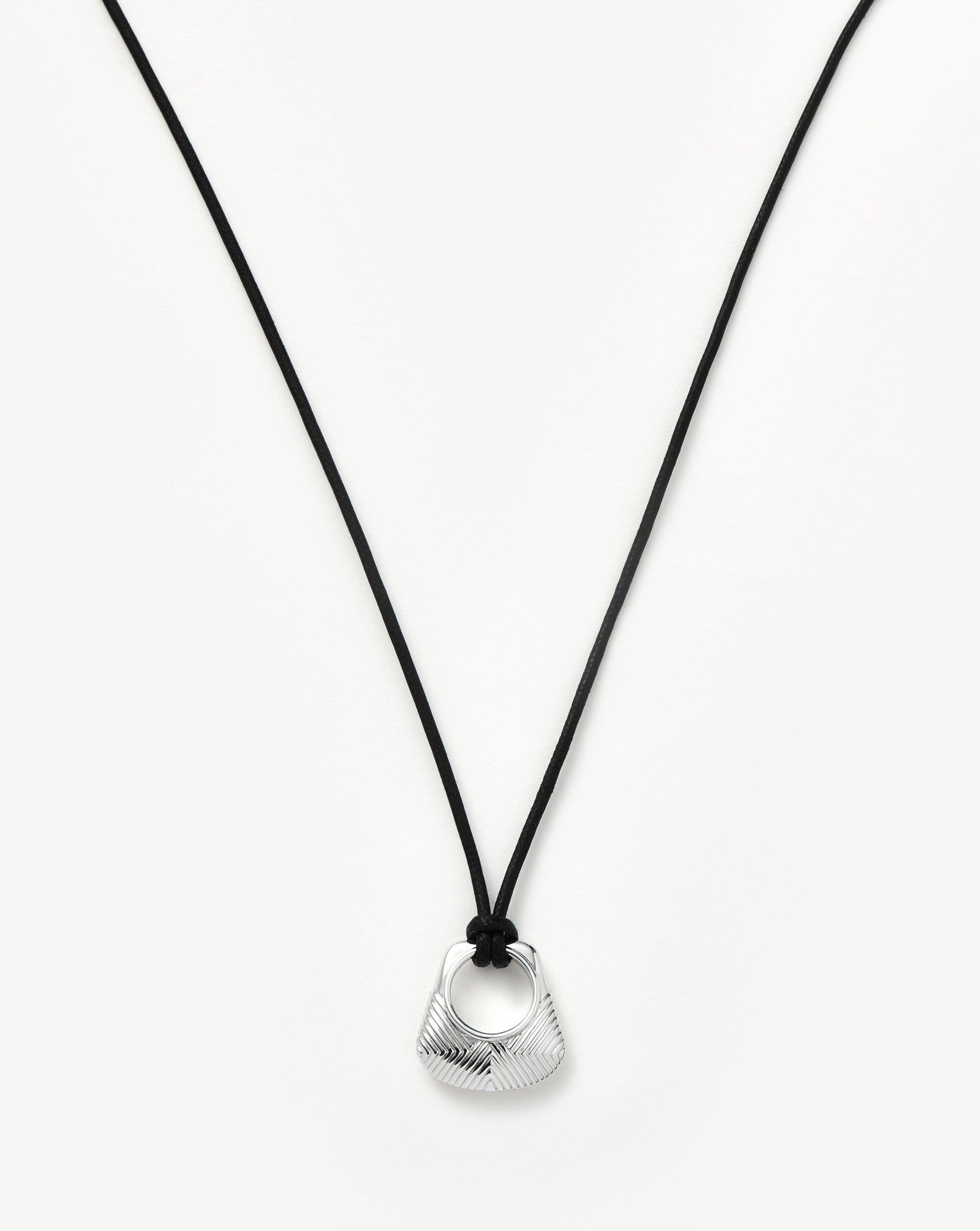 Hera Ridge Pendant Cord Necklace - Silver Plated