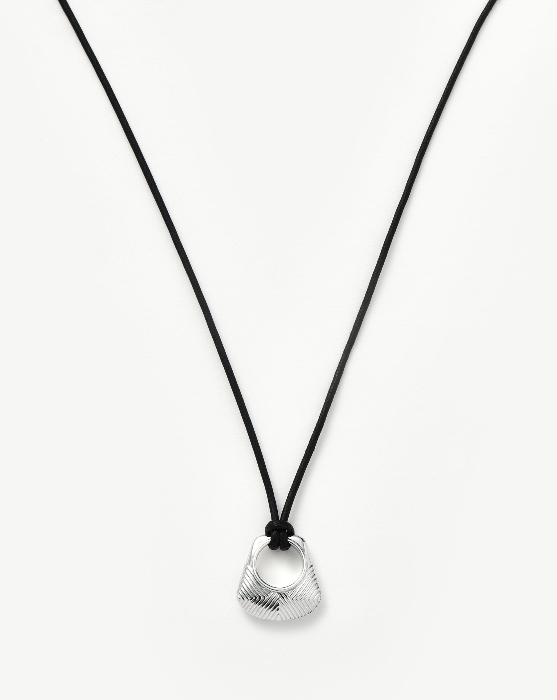 Hera Ridge Pendant Cord Necklace - Silver Plated
