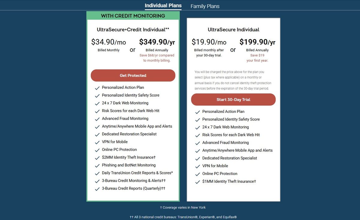 IdentityForce Individual plans
