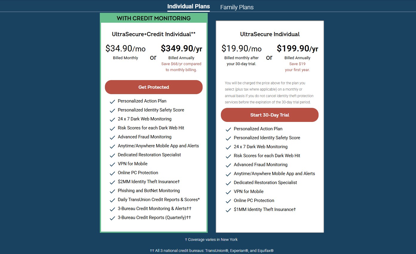 IdentityForce Individual plans