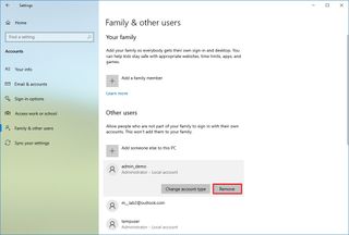 Windows 10 delete user account